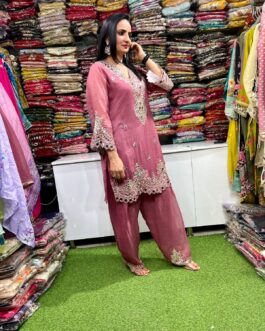 Designer Crush Tissue Real Mirror Suit with Farsi