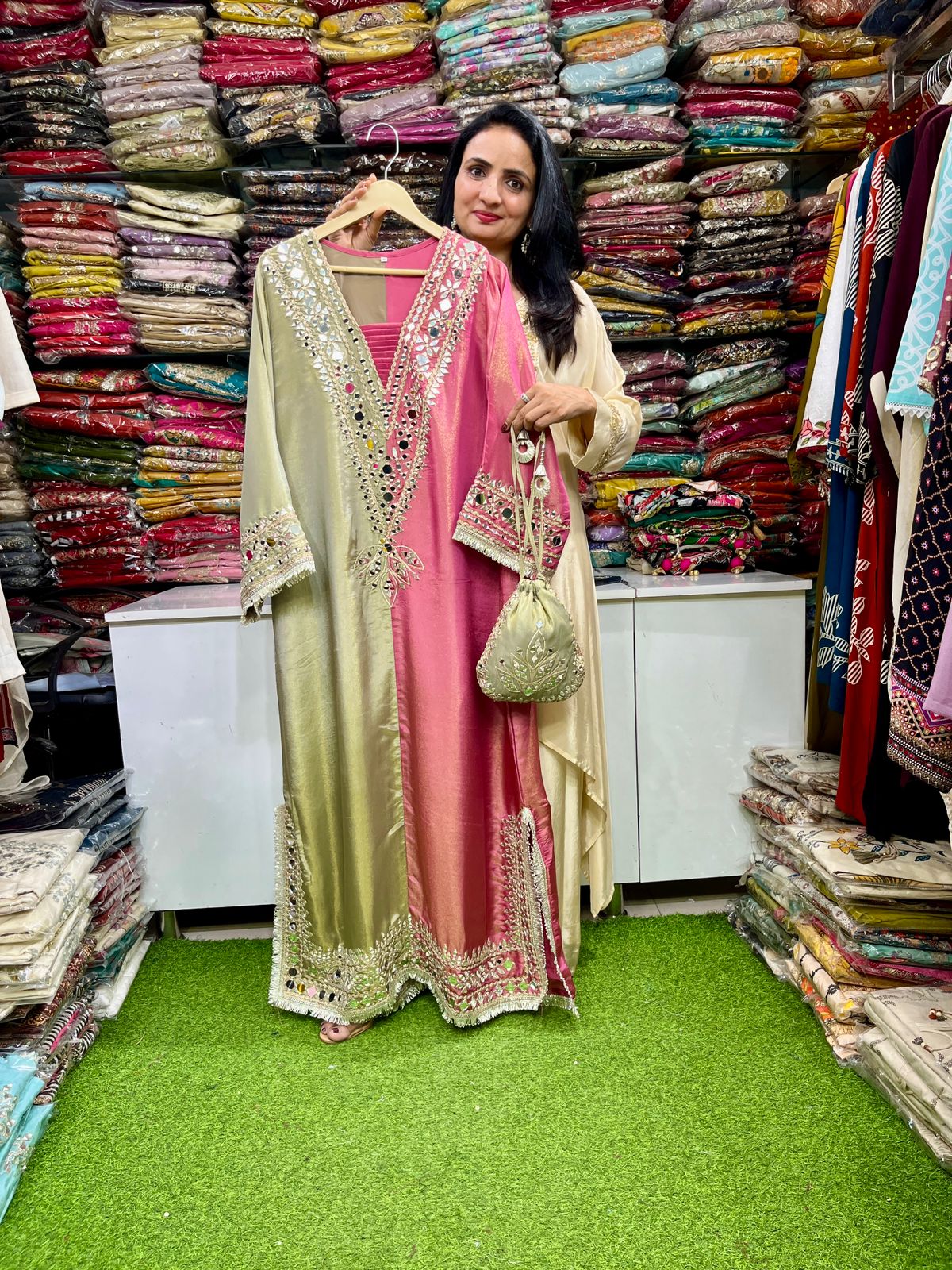 Designer Glass Tissue Shimmer Dress