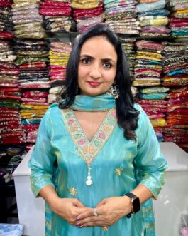 Designer Glass Tissue Shimmer Embroidered Suit Set