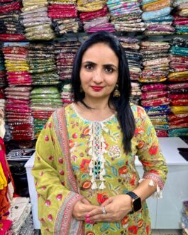 Designer Green Anarkali Set with Mirror Work