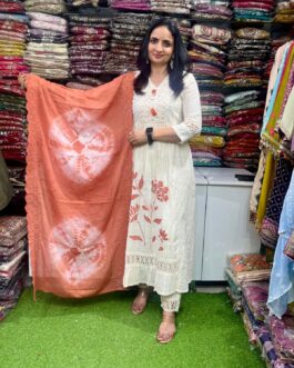 Designer Pure Cotton Anarkali Set with Embroidery