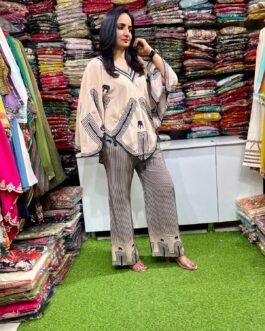 Designer Pure Crape Coord with Hand Embroidery