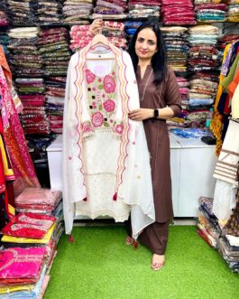 Designer Pure Mal Cotton Hakuba Embroidered Suit Se