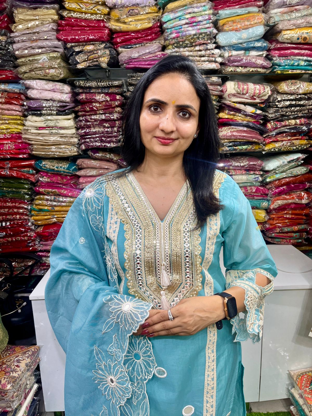 Designer Pure Muslin Cotton Pakistani Suit Set - Image 3