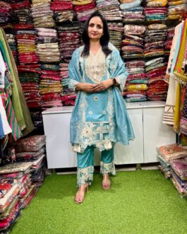 Designer Pure Muslin Cotton Pakistani Suit Set