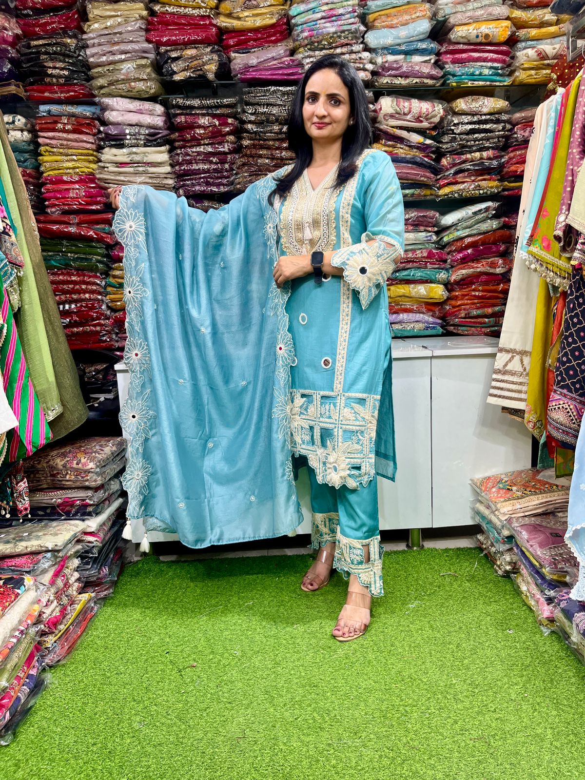 Designer Pure Muslin Cotton Pakistani Suit Set