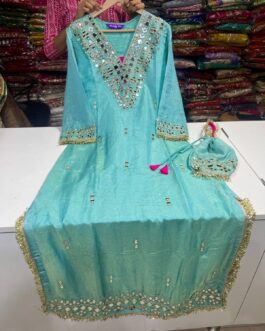 Designer Real Mirror Tissue Shimmer Dress Set