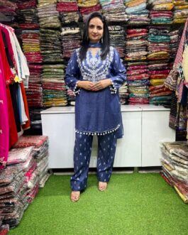 Premium Demin Blue Farsi Suit Set