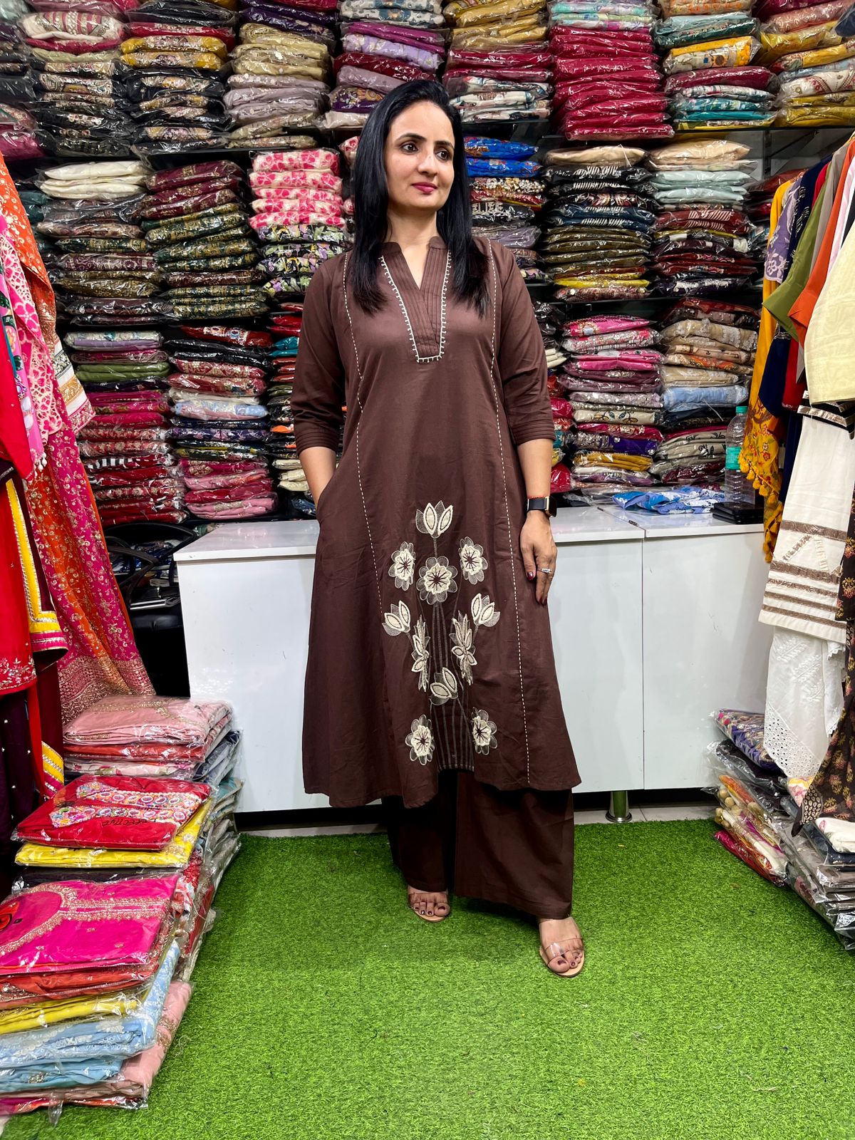 Premium Khadi Cotton Embroidered Suit Set - Image 3