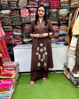 Premium Khadi Cotton Embroidered Suit Set