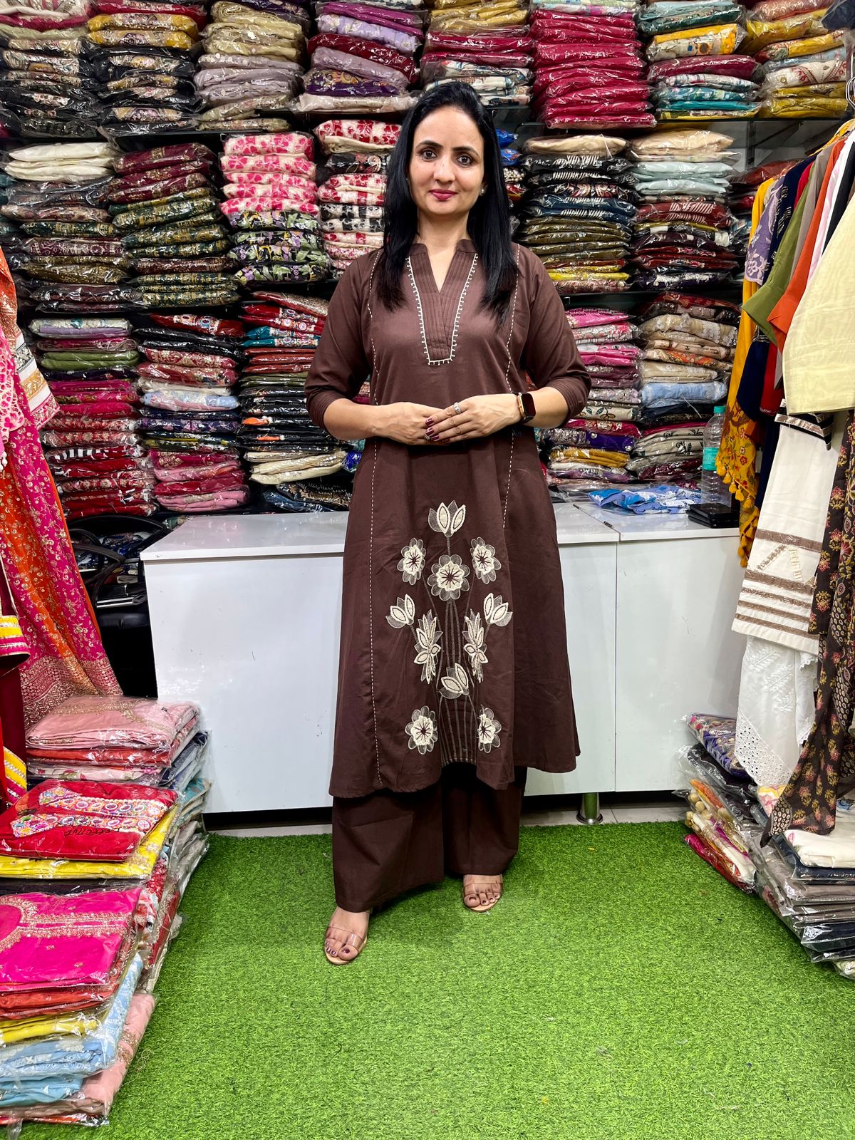 Premium Khadi Cotton Embroidered Suit Set