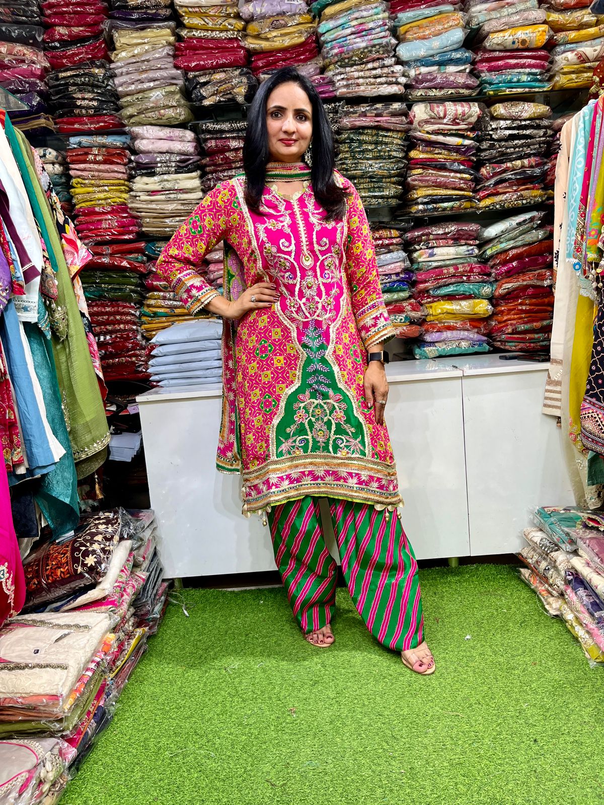 Premium Pure Crape Designer Embroidered Farshi Suit Set - Image 6