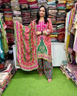 Premium Pure Crape Designer Embroidered Farshi Suit Set