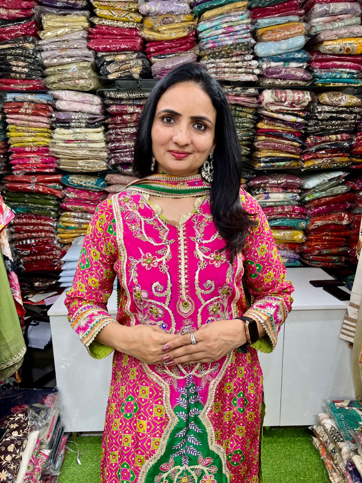 Premium Pure Crape Designer Embroidered Farshi Suit Set - Image 4