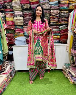 Premium Pure Crape Designer Embroidered Farshi Suit Set