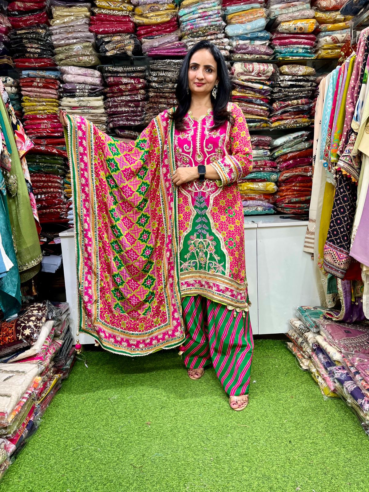 Premium Pure Crape Designer Embroidered Farshi Suit Set