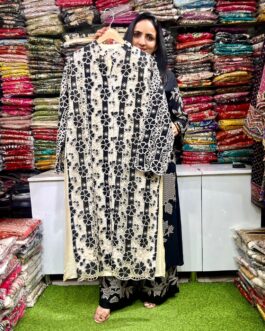 Premium Satin Silk Black Crochet Set