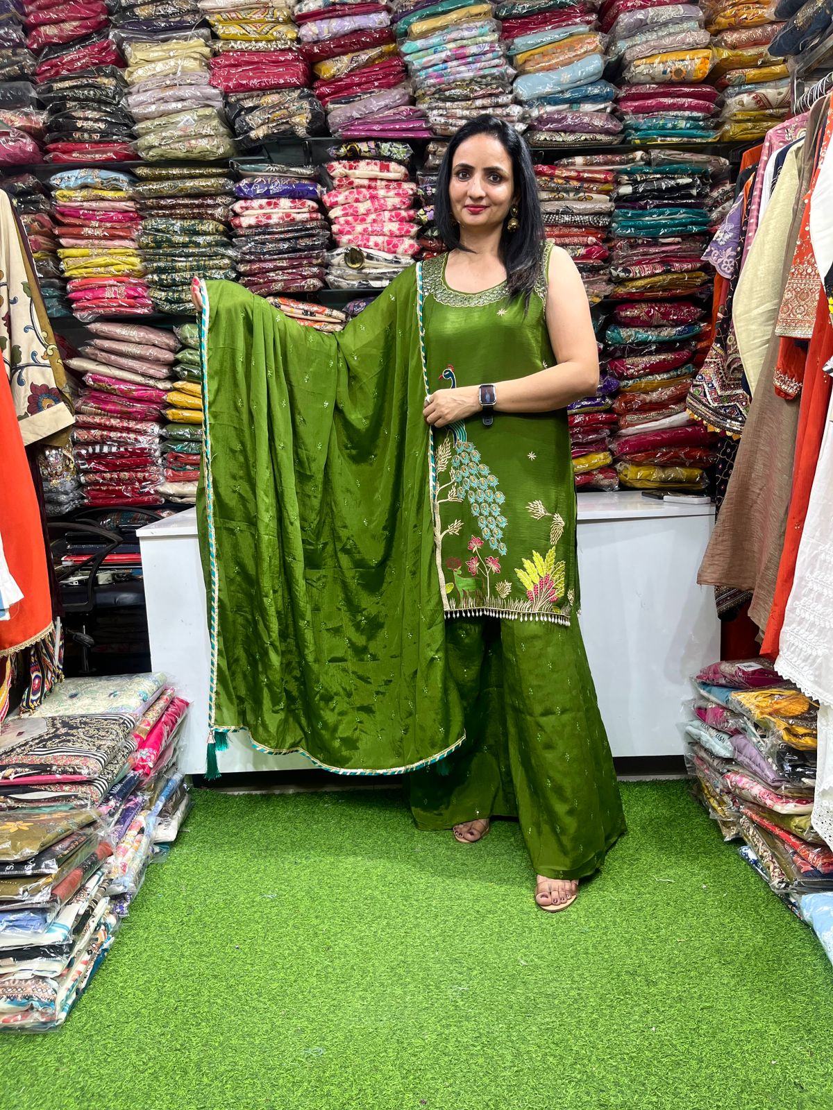 Pure Chinon Embroidered Suit Set