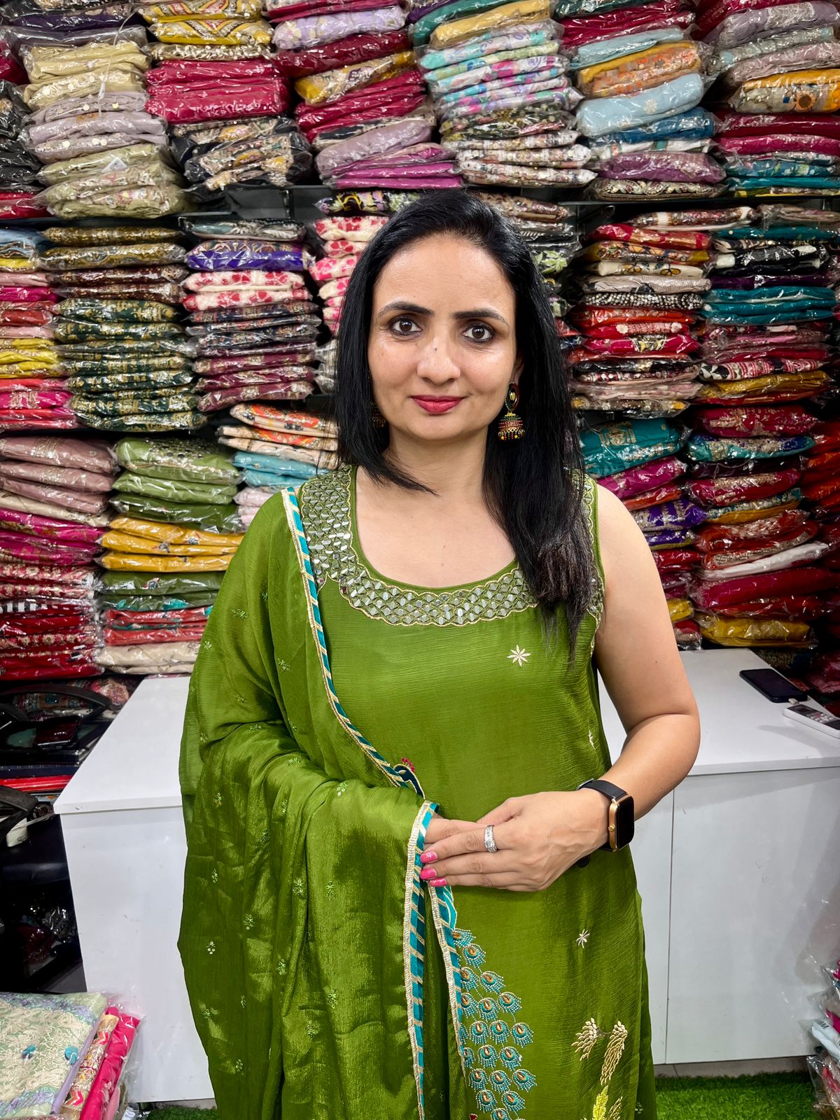 Pure Chinon Embroidered Suit Set - Image 2