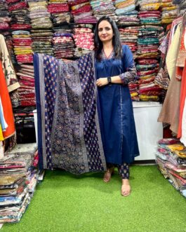 Pure Cotton Blue A Line Suit Set