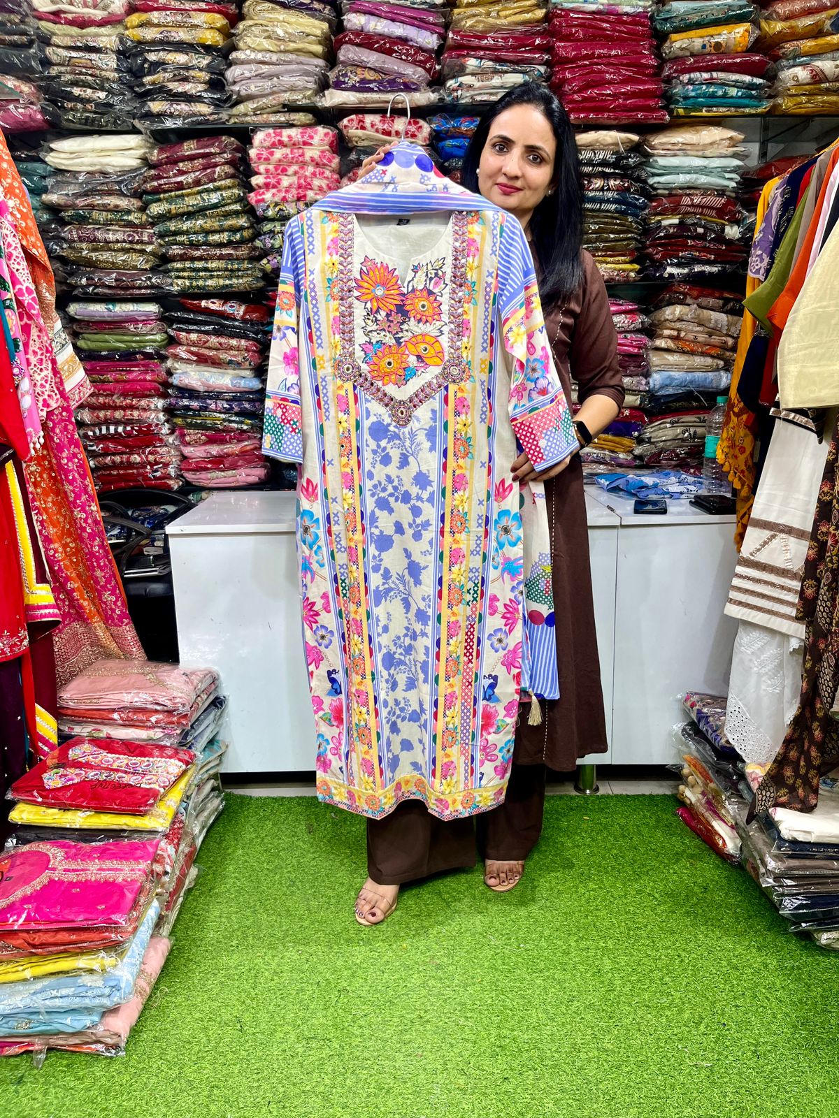 Pure Cotton Designer Straight Suit Set