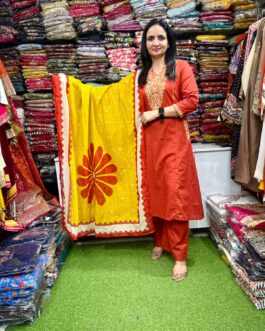 Pure Cotton Embroidered A Line Suit Set