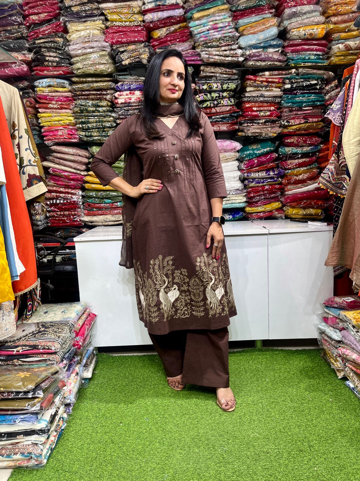 Pure Cotton Embroidered Aari Suit Set - Image 5