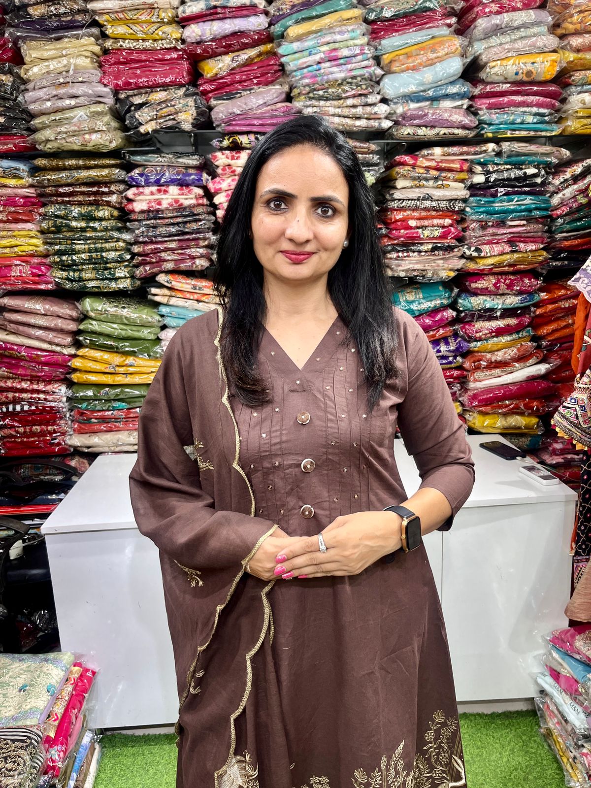 Pure Cotton Embroidered Aari Suit Set - Image 2