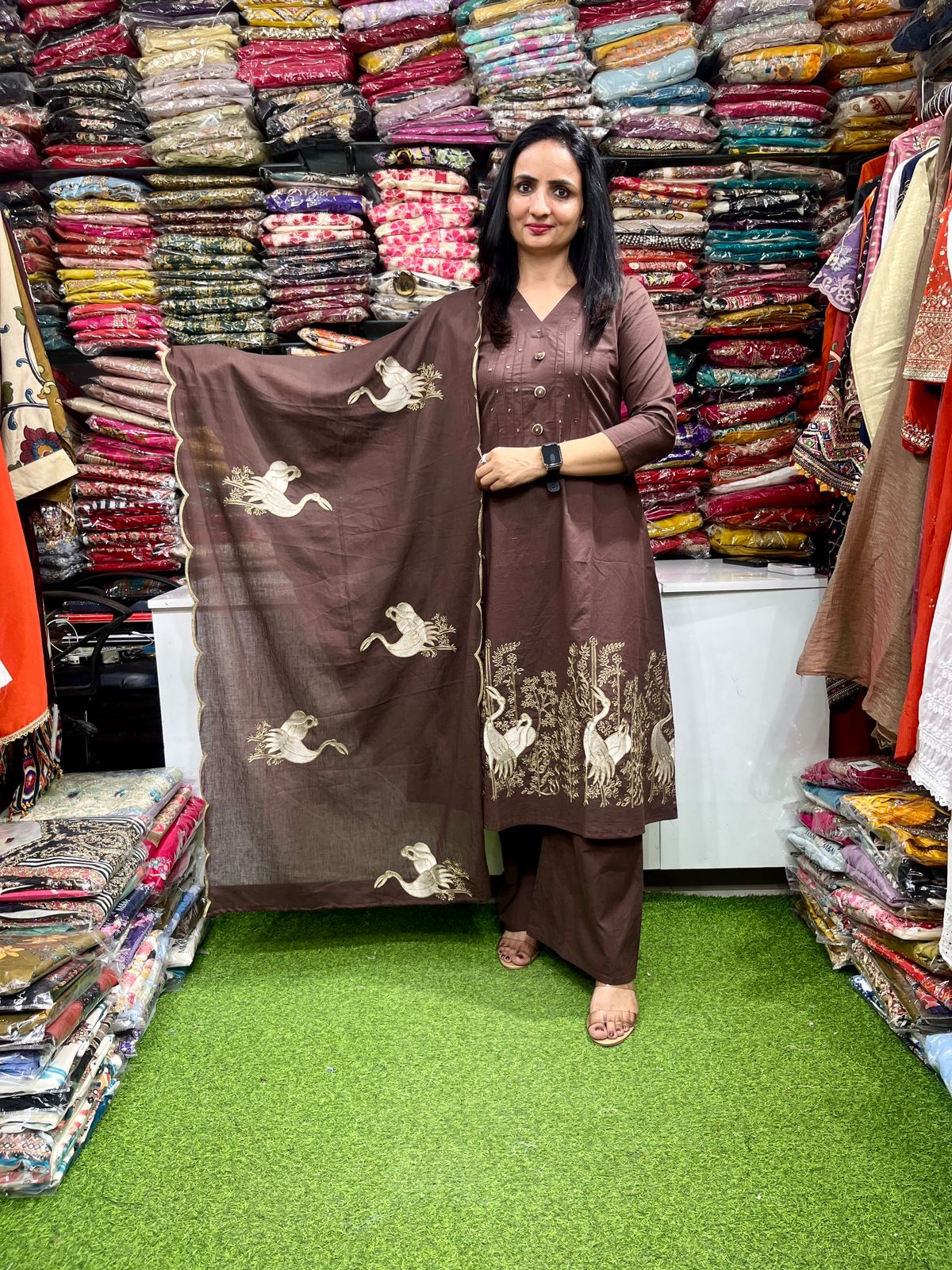 Pure Cotton Embroidered Aari Suit Set