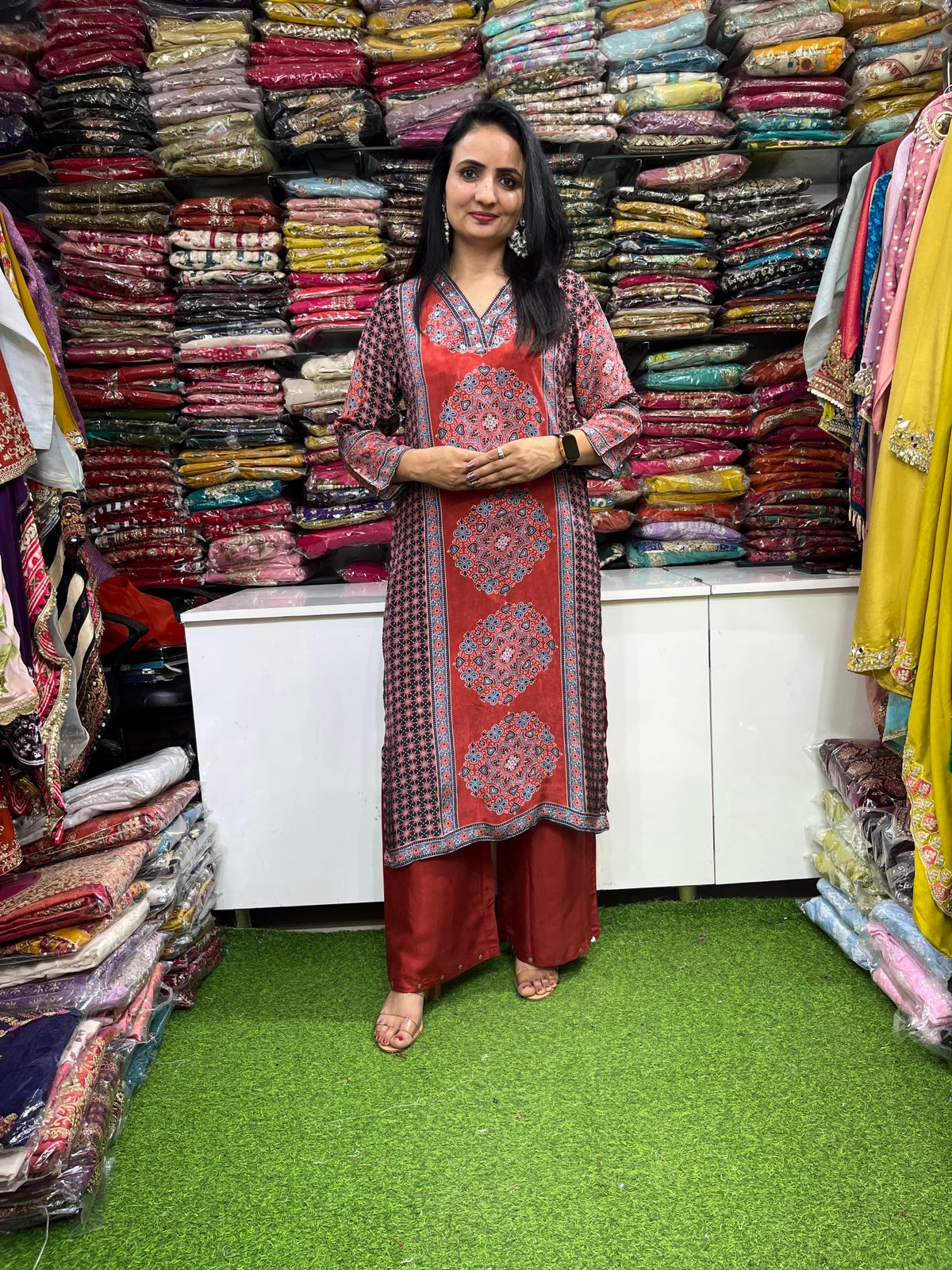 Pure Crape Ajrak Coord Set