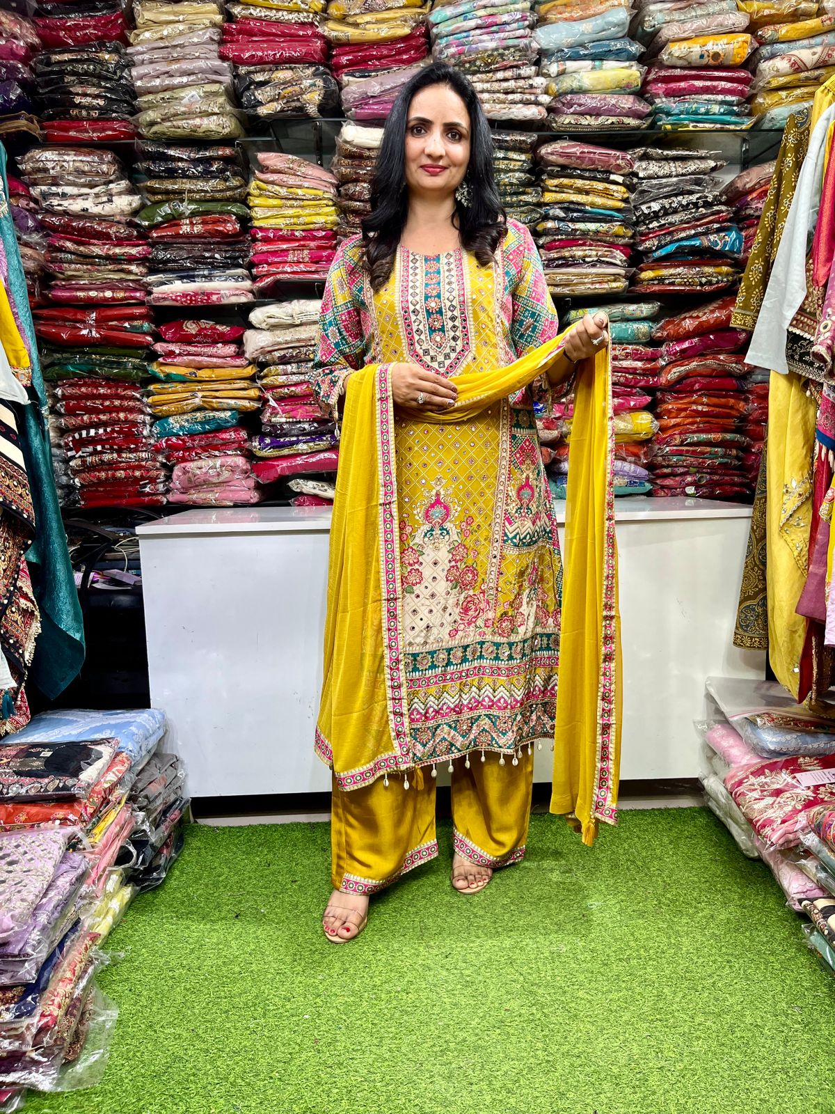 Pure Crape Designer C Cut Embroidered Suit Set - Image 5