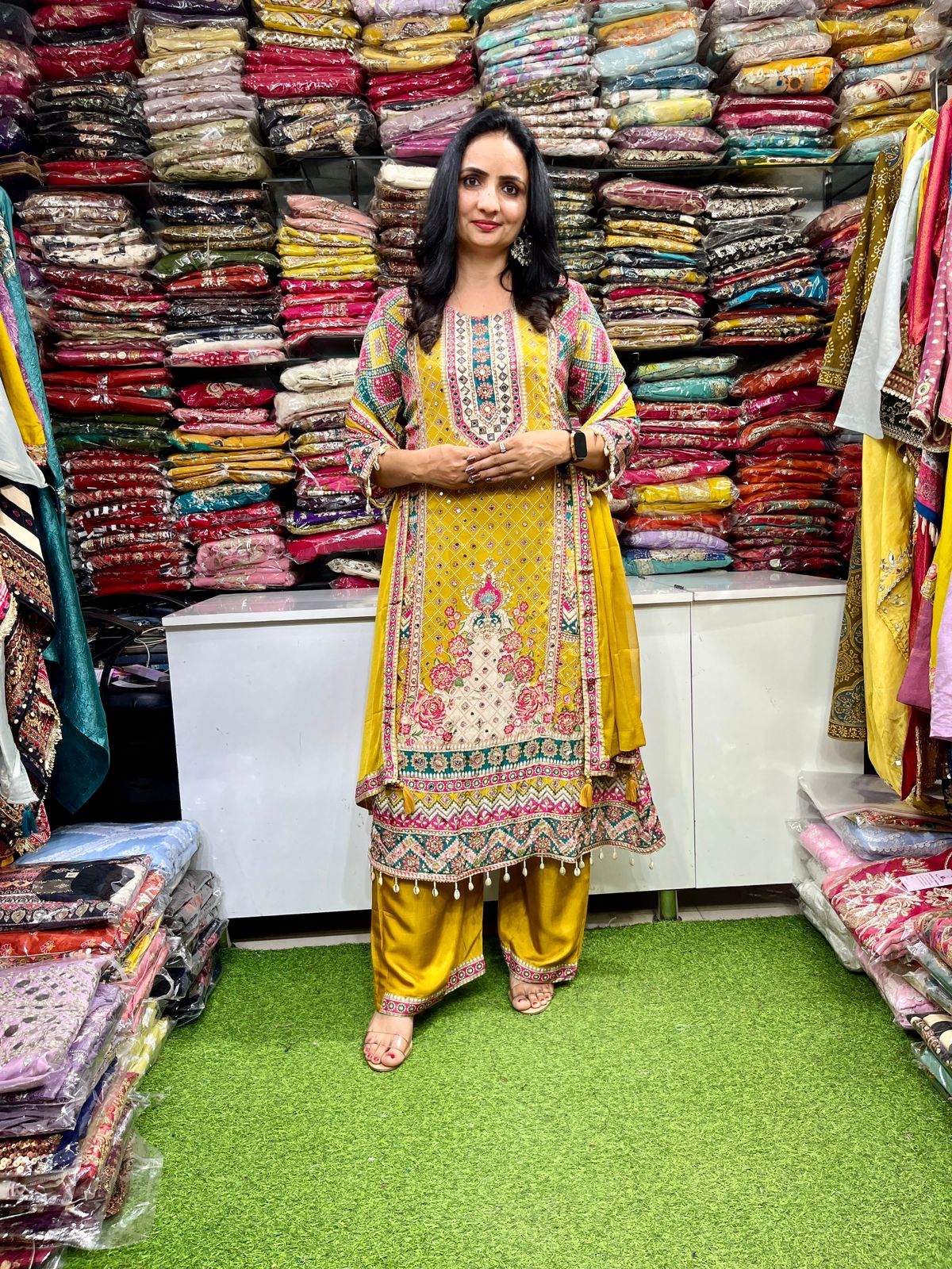 Pure Crape Designer C Cut Embroidered Suit Set - Image 4