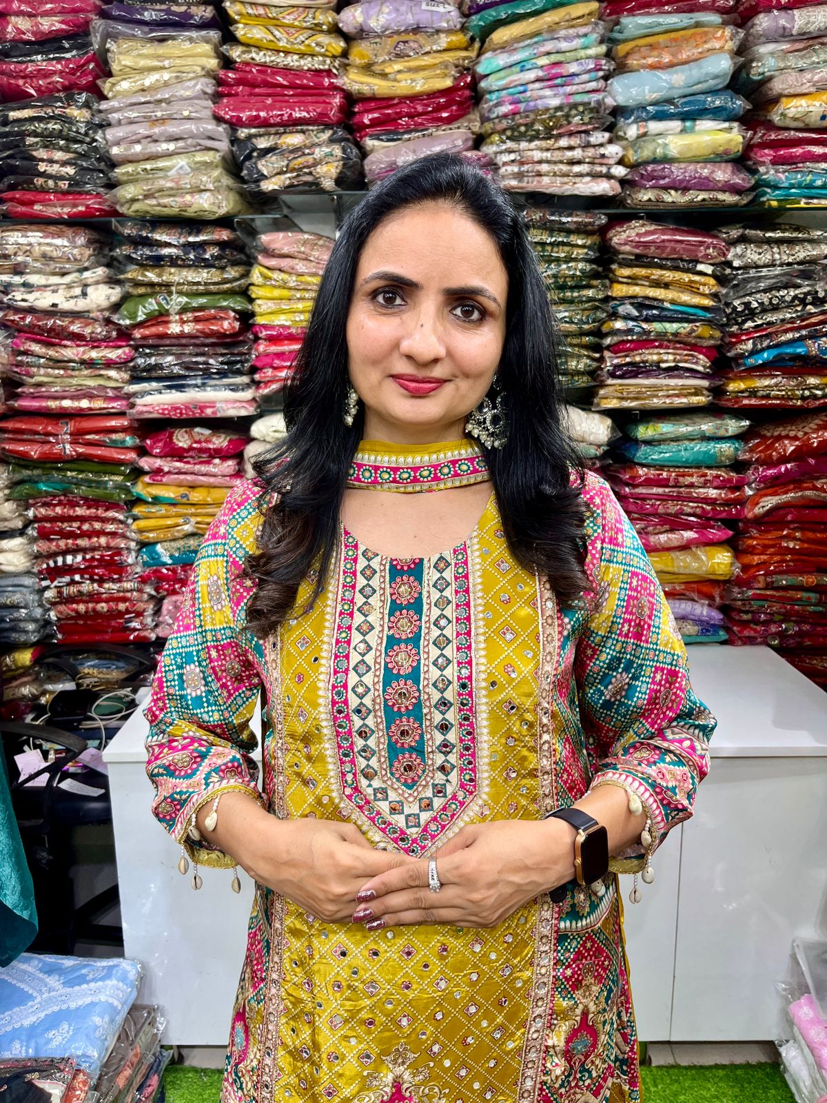 Pure Crape Designer C Cut Embroidered Suit Set - Image 2