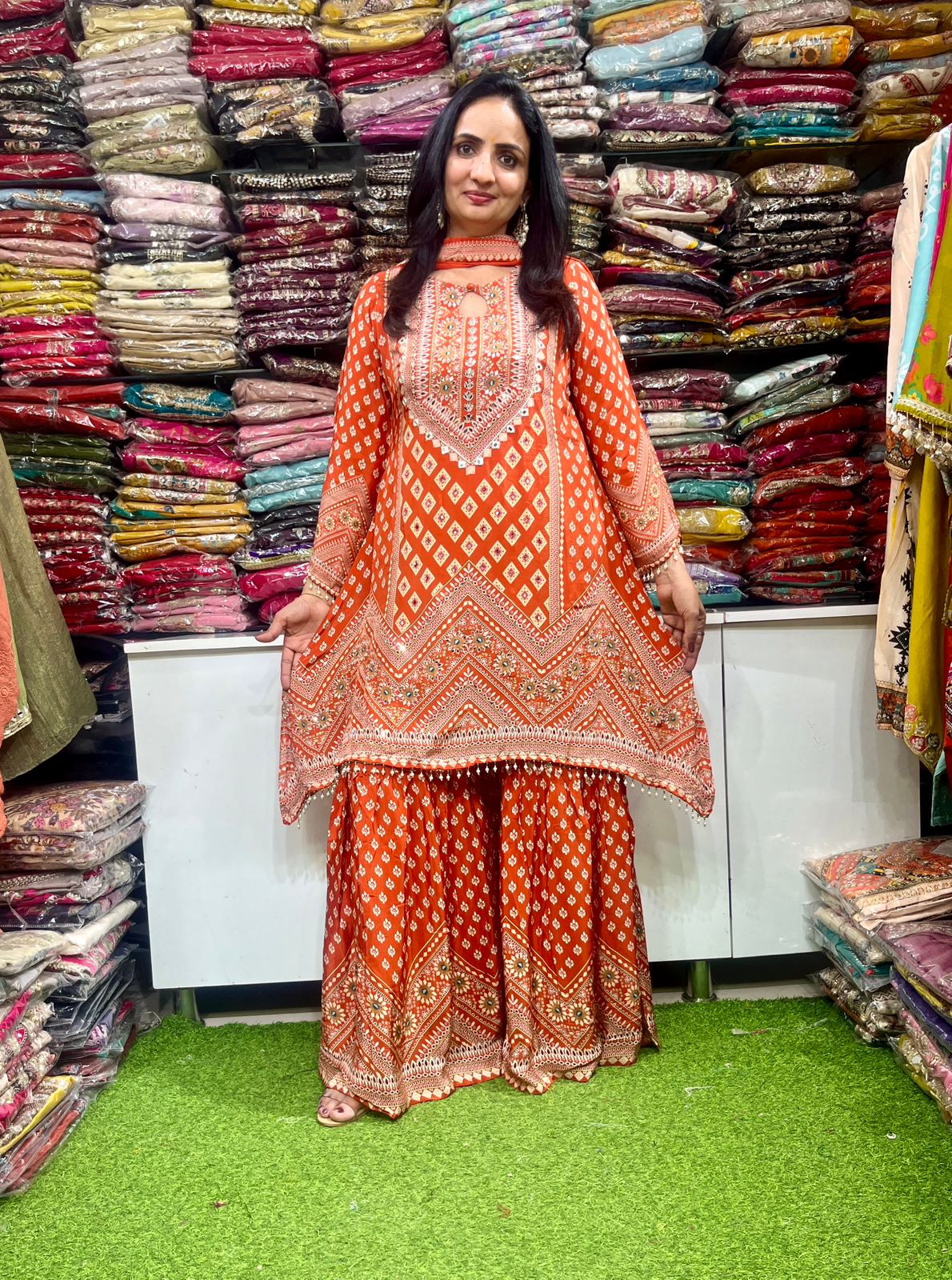 Pure Crape Designer C Cut Sharara Set - Image 3