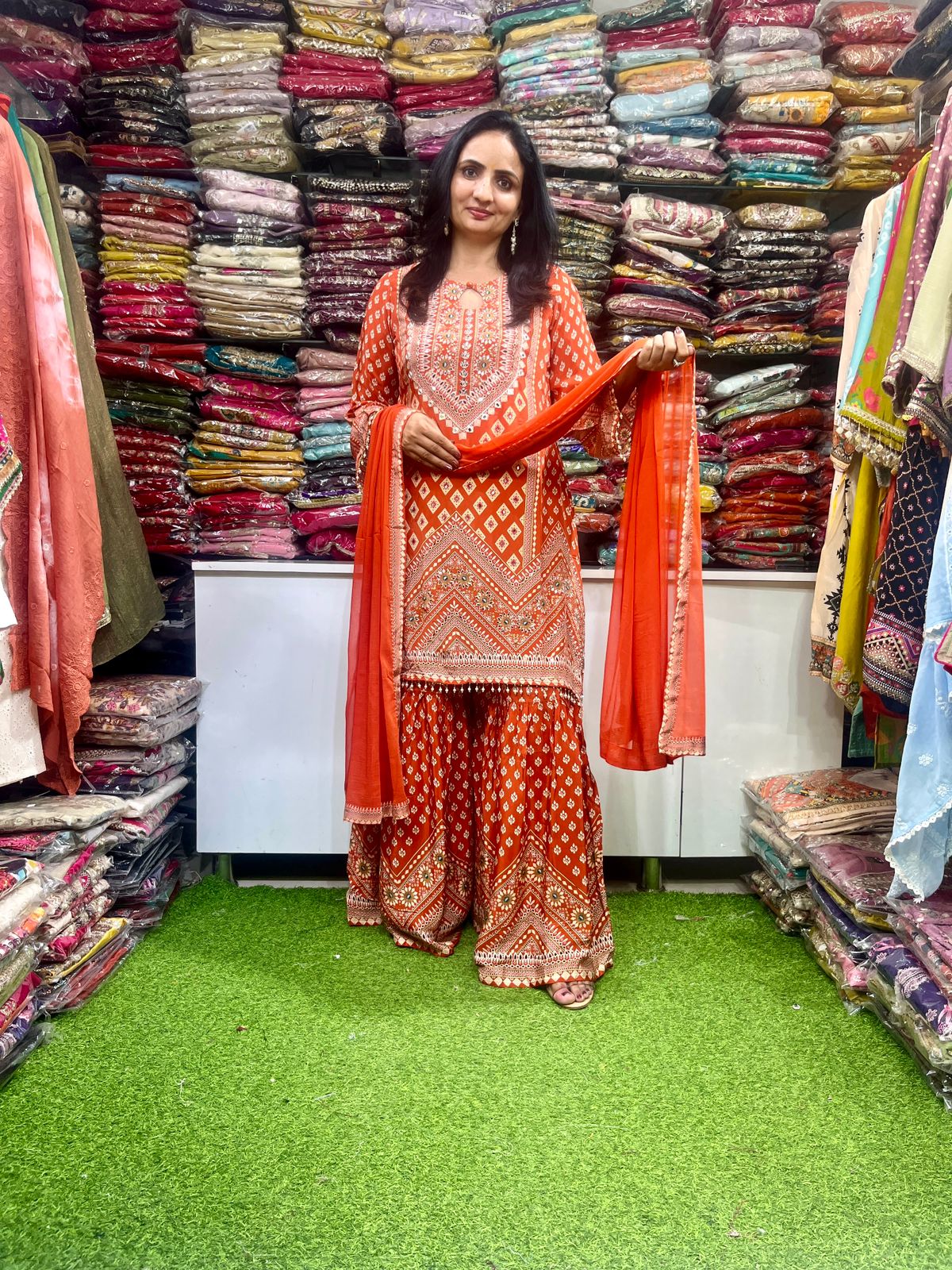 Pure Crape Designer C Cut Sharara Set