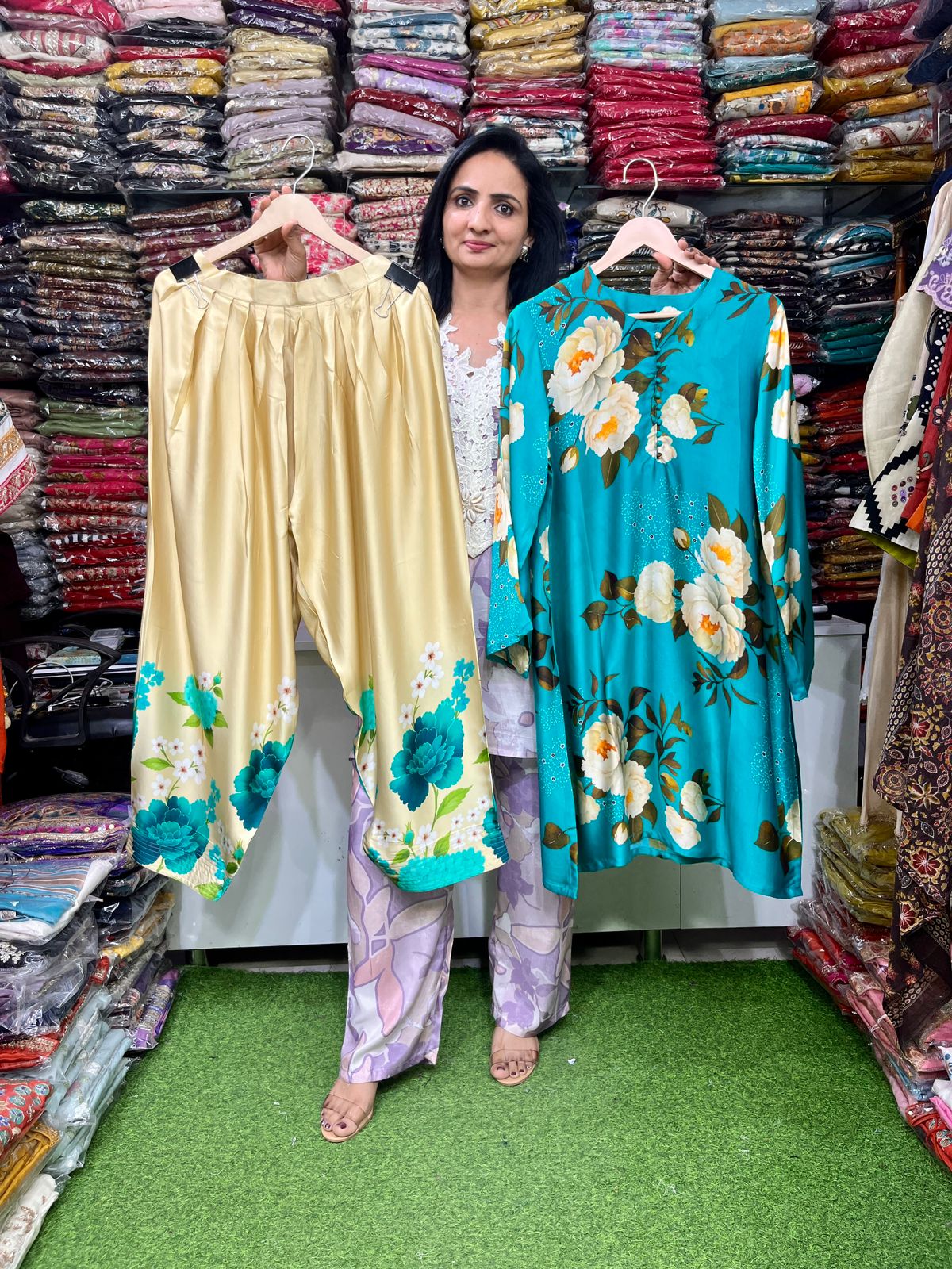 Pure Crape Designer Farsi Coord Set