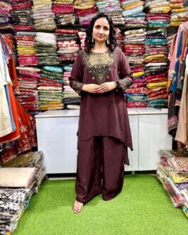 Pure Crape Designer Hand Embroidered Coord Set