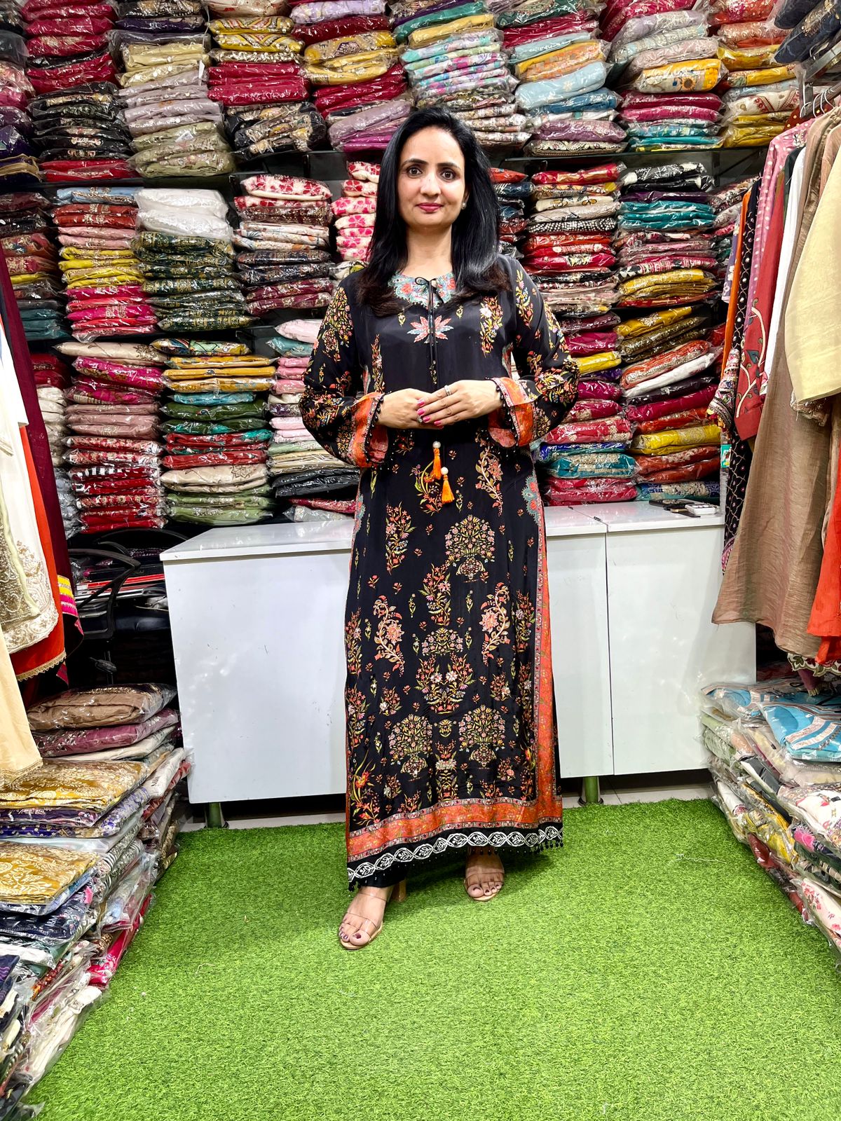 Pure Crape Designer Long Coord Set