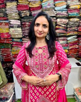 Pure Crape Designer Pink C Cut Sharara Set