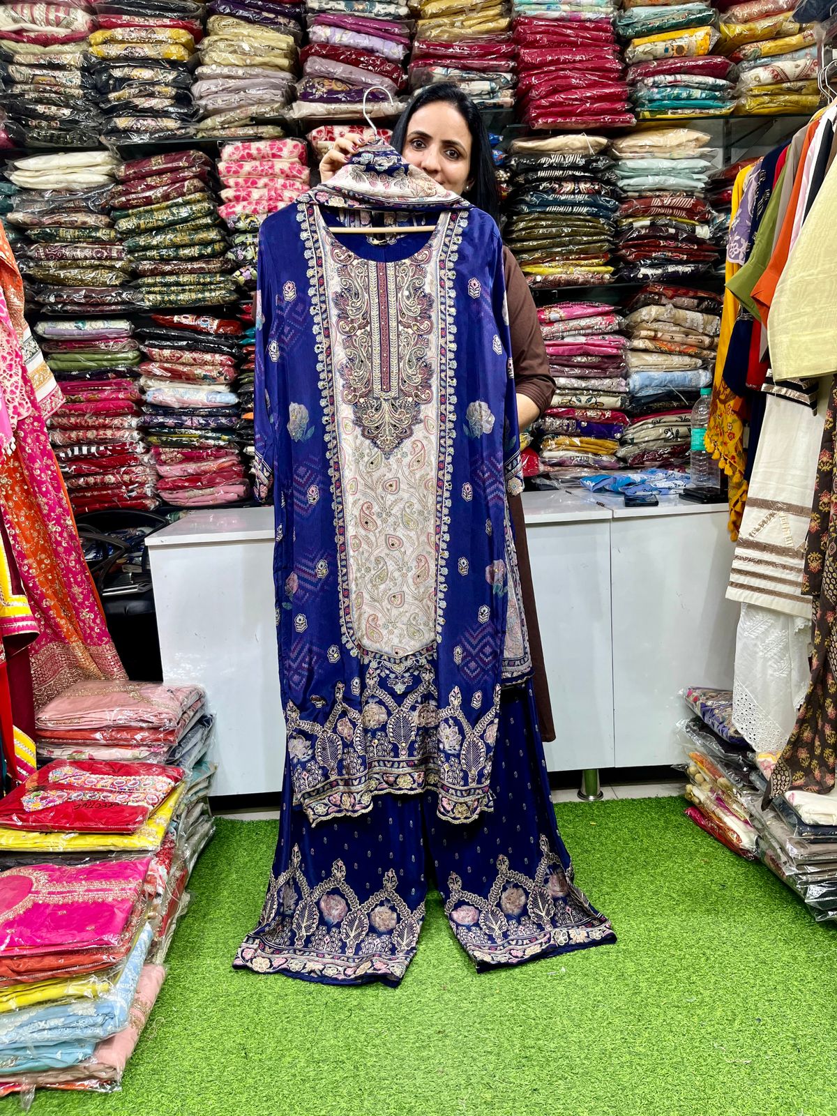 Pure Crape Designer Suit Set