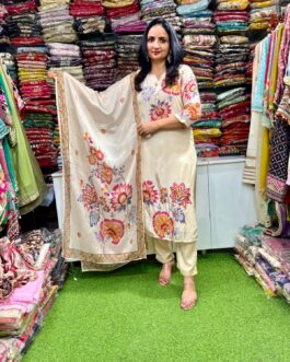 Pure Crape Designer Suit Set with Embroidery