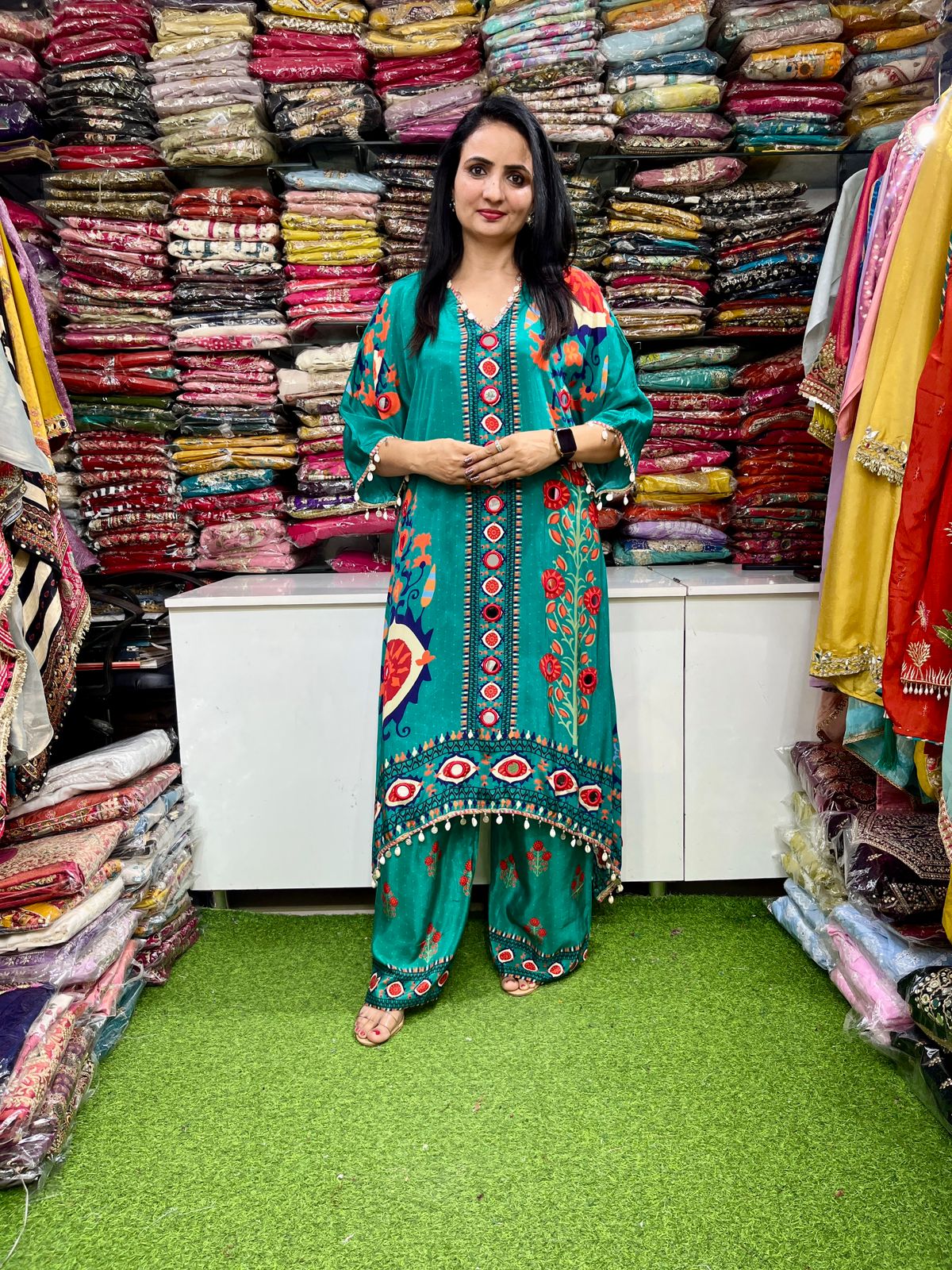 Pure Crape Designer long Coord Set