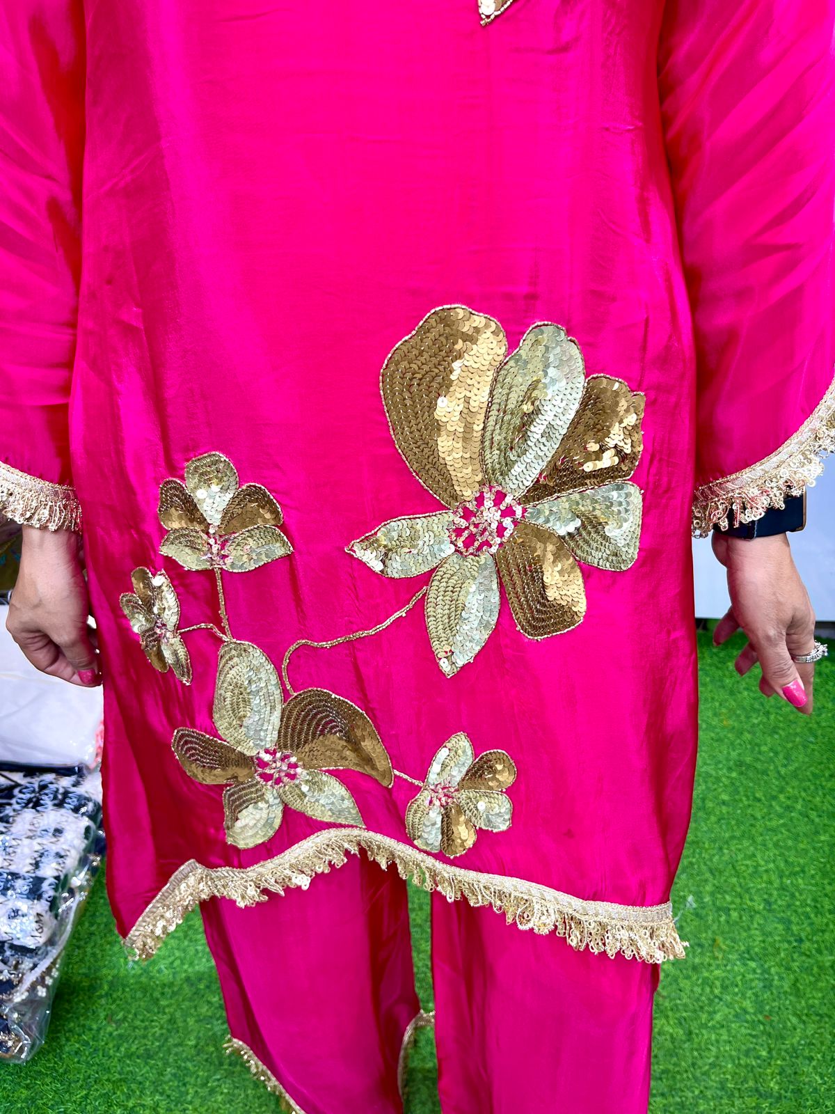 Pure Crape Embroidered Designer Coord Set - Image 2