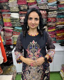 Pure Crape Embroidered Suit Set