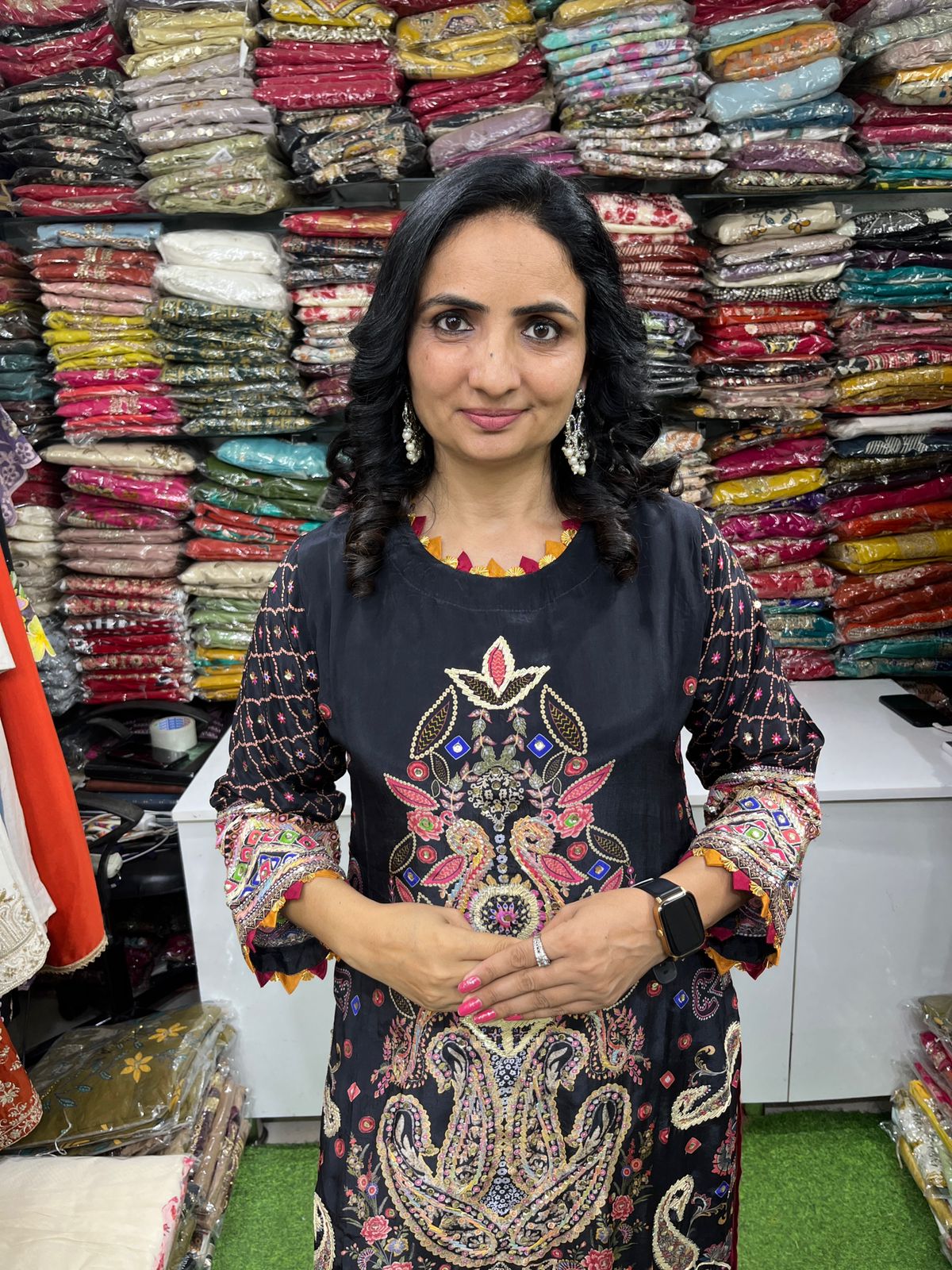 Pure Crape Embroidered Suit Set - Image 2