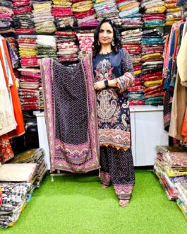 Pure Crape Embroidered Suit Set