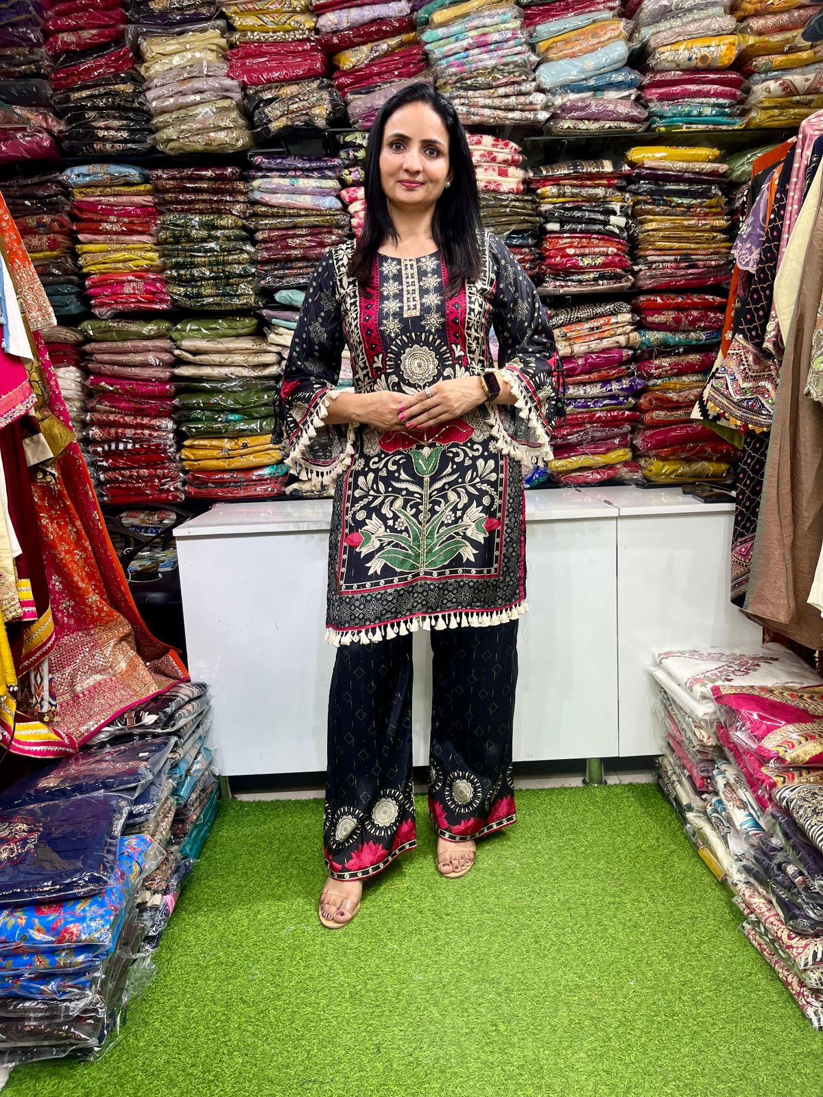 Pure Crape Hand Embroidered Coord Set