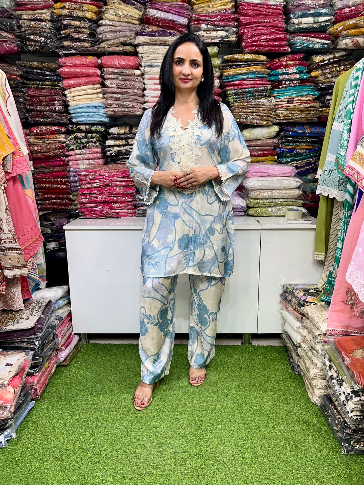 Crape Coord with Lace Work