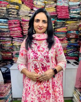 Designer Hakuba Cotton Embroidered Anarkali Set