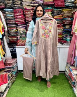 Designer Mal Chandheri A Line Embroidered Suit Set